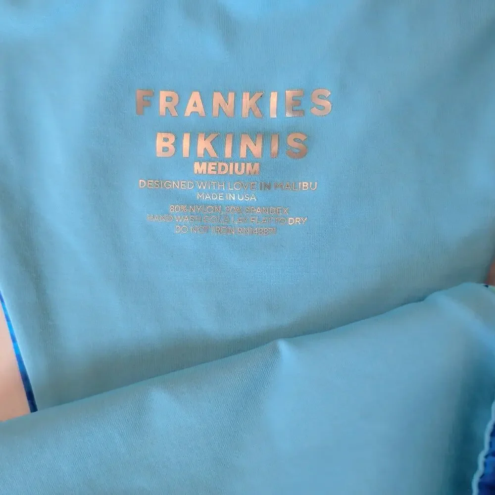 Frankies Bikinis Tia Triangle String Bikini Set Top XL Bottom M Electric Blue